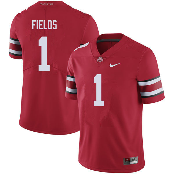Men #1 Justin Fields Ohio State Buckeyes College Football Jerseys Sale-Red